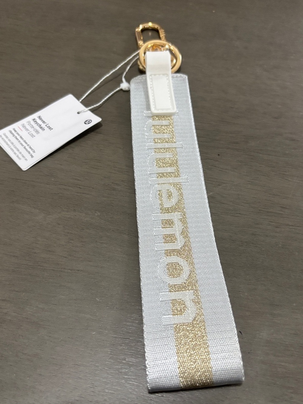 Lululemon Gold grey Wristlet Keychain Strap
